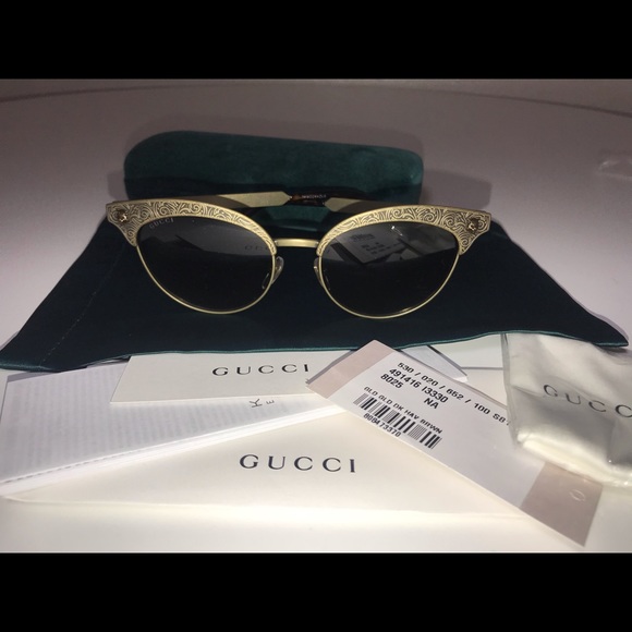 Authentic Gucci gold dark Havana sunglasses shades